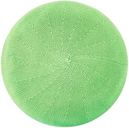 Summer Knitted Thin Beret Hat for Women Size Adjustable French Style Solid Color (Thin Light Green)