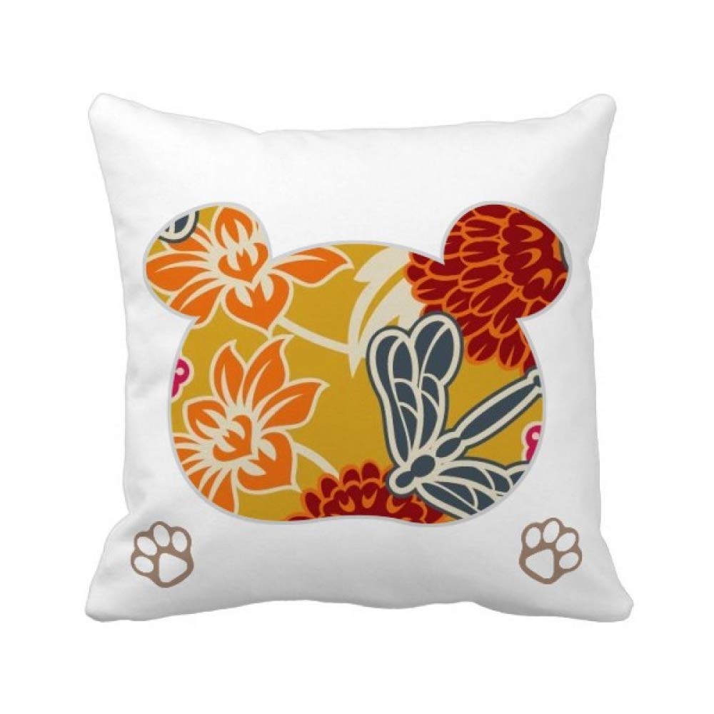 Housse de coussin asiatique fleurie en tissu jacquard traditionnel