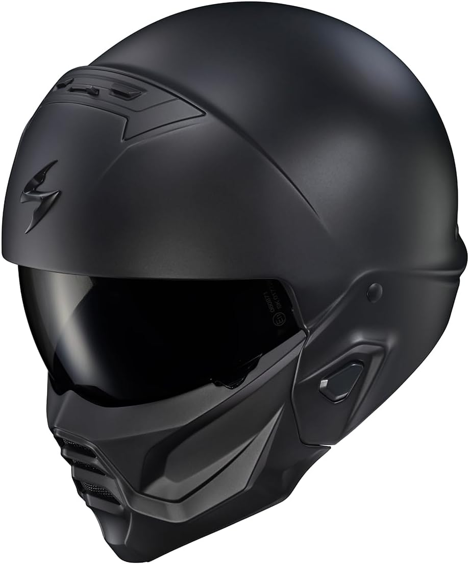 Covert 2 Open Face 3/4 Full Mode Motorcycle Helmet Bluetooth Ready Speaker Pockets Interchangeable Mouth Cover DOT Approved Solid (Matte Black - Medium)