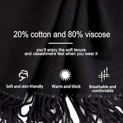 MEANBEAUTY Women's Scarf Cashmere Feel Shawl Warm Winter Pashmina Wedding Party Wrap Two-Color Large Blanket Scarves