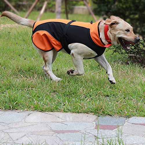 H.s.c Pet Large Dogs Raincoats Waterproof Jacket,Orange Adjustable Puppy Lightweight Shirts, Doggie Windproof Warm Vest With Harness Hole（Size 2Xl,76-85Lbs） #TOP3