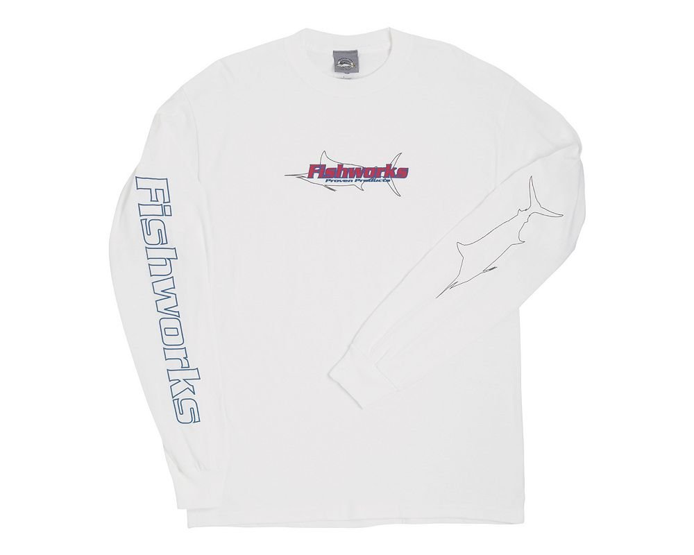 Fishworks Marlin Outline Long Sleeve Shirt - White - XL