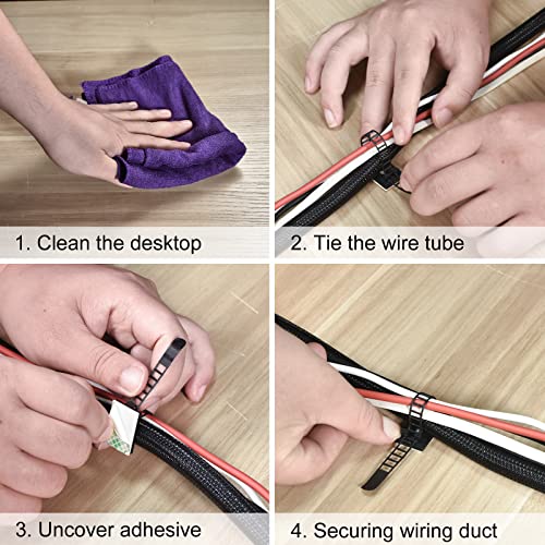 30Pcs Adhesive Cable Ties Adjustable Nylon Cable Straps Cord Clips Cord Clamp For Wire Management Desk Wire Organizer At Home And Office #TOP3