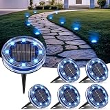 LOTMOS Solar Lights Outdoor Garden, 6 Pack 8 LED Solar Ground Disk Light