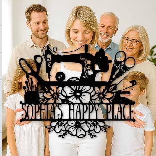Personalized Sewing Machine Metal Sign - Quilting Room Custom Wall Decor for Mom, Grandma, Nana, Mimi - Unique Art Craft Gift for Women, Quilters & Sewers Who Have Everything — view 6