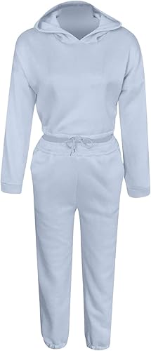 Miniatura 4 de YUTANRAL Conjunto de dos piezas para mujer, manga larga, talla grande, sudadera con pantalones deportivos de cintura alta, conjuntos de ropa de