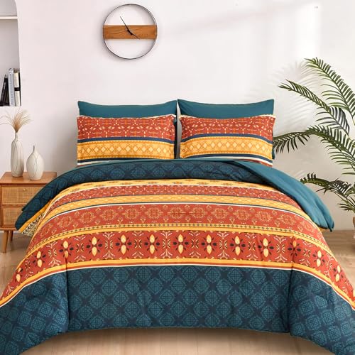 WONGS BEDDING Boho Comforter Set Queen Size,7 Pieces Bed in