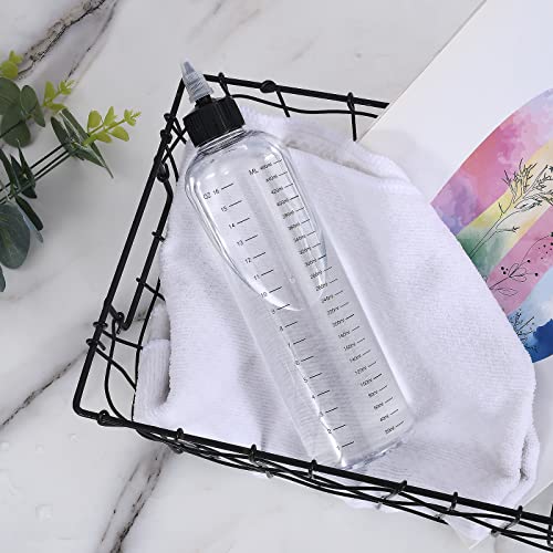 Driew Applicator Bottles For Hair, 16.9Oz Hair Squeeze Bottle Twist-On Top Tip Cap With Ratio Graduated Scale Color Applicator Bottle Hair Dye Bottle Pack Of 2 #TOP6