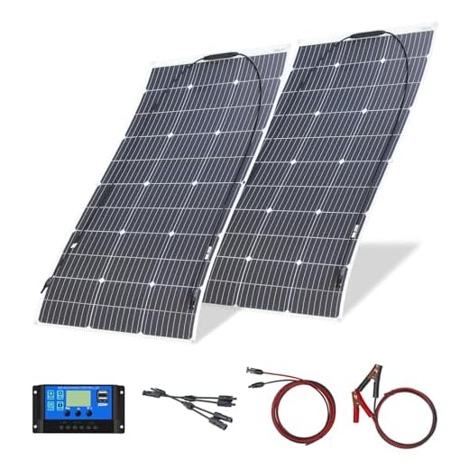 200W bärbar solpanel, monokristallin (hög effektivitet) solladdning med 20A kontroll USB-utgång för att ladda 12V batterier (ventilerad AGM-gel) för husbil, husvagn, husbil, båtar, tak