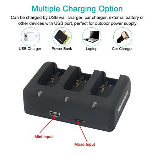 Newmowa 1300Mah Replacement Ahdbt-302 Battery (3-Pack) And Rapid 3-Channel Charger For Gopro Hero 3, Gopro Hero 3+, Ahdbt-301, Ahdbt-302 (Ahdbt-302 Battery(3 Pack) And Charger Kit) #TOP1
