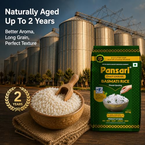 Image of Pansari Daily Dubar Basmati Rice 10 Kg With Biryani Masala- Long Grain, Aromatic & Flavorful - Fortified with Iron & Vitamins - Ideal for Daily Cooking - Perfect for Biryani, Pulao, and Khichdi