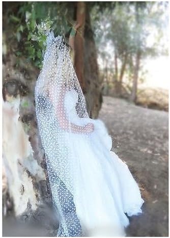 polka dot cathedral white 1 TIER 1T dotted veil wedding Bridal quality comb