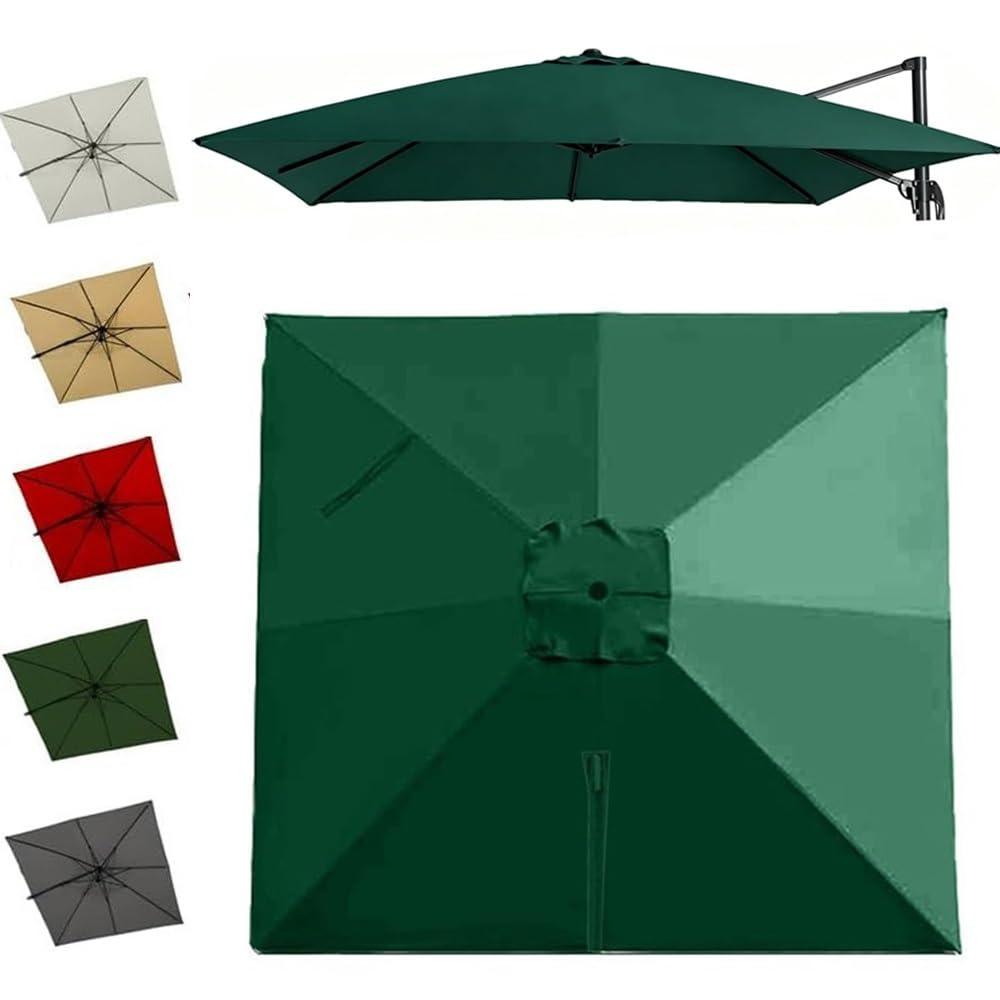 Protección UV sombrillas tela verde para cambiar toldo de parasol cuadrado 8 varillas