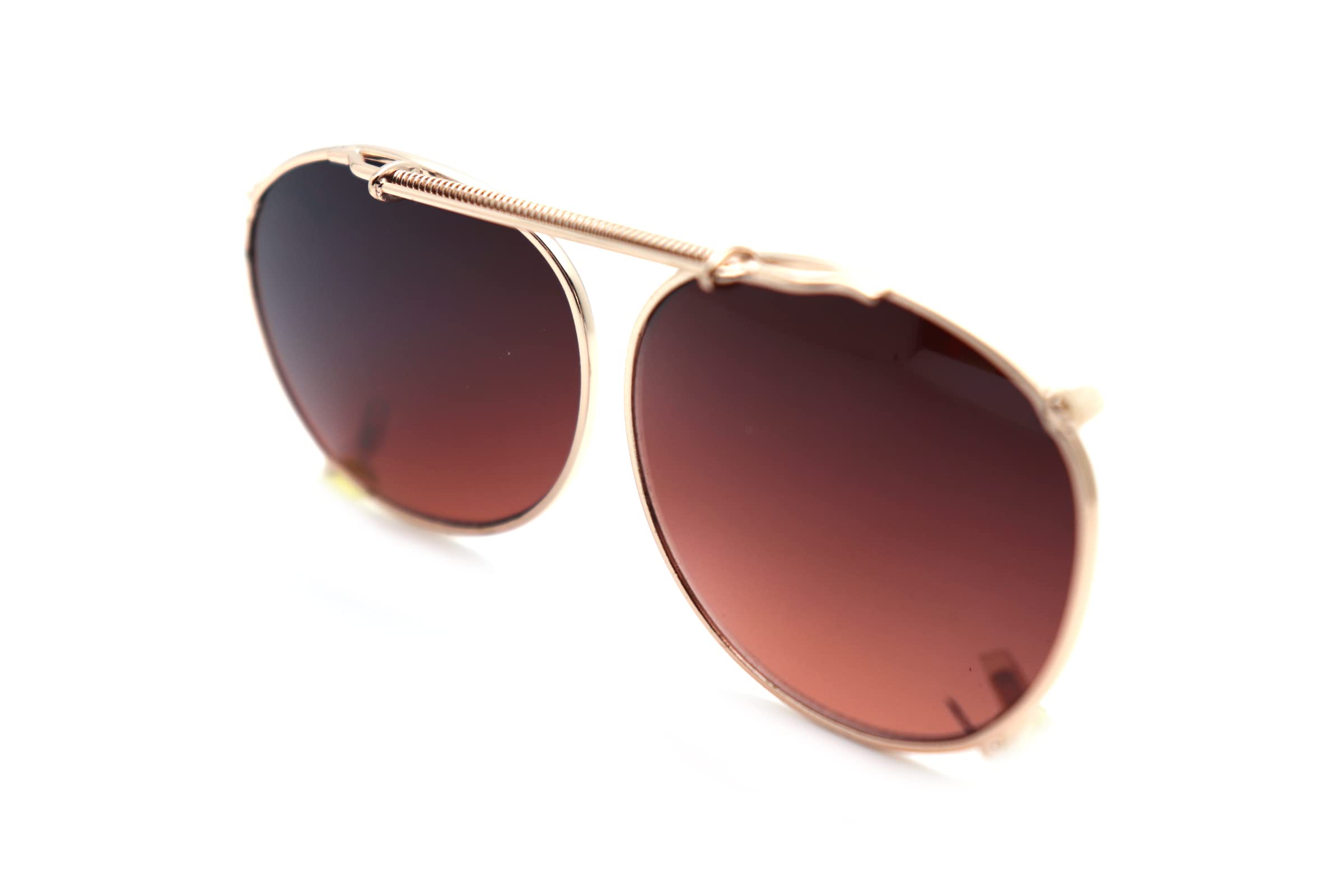 Color Viper Clip On, Flip Up, Adjustable Spring Clip on, Driving Lens, Lens very (E10 Small Size Round/Driving Lens Gold)