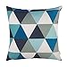 Cotton Linen Fjfz Home Decorative Throw Pillow Case Cushion Cover for Sofa Couch Modern Geometric Art Print, Black Blue Teal White 18" x 18"