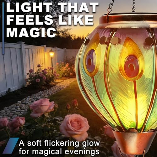 Twirleternity 2PCS Hot Air Balloon Solar Lantern with Metal Shepherds Hook — view 2