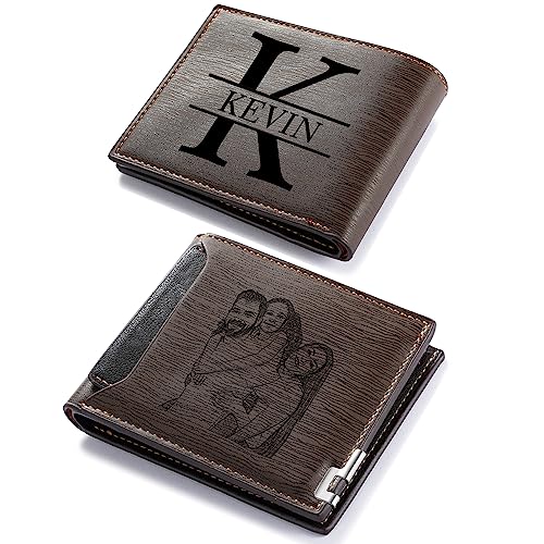 Jewelstruck Custom Wallets for Men Personalized Photo Wallet Engraved Fathers Day Customized Gifts for Men Dad Husband