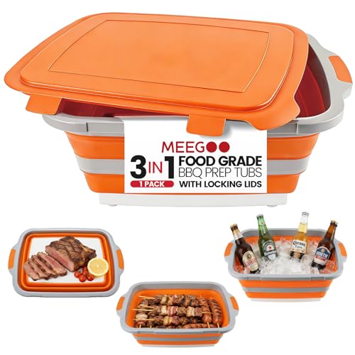 BBQ Prep Tub 3-IN-1 Large 30L Collapsible Cutting Board with
