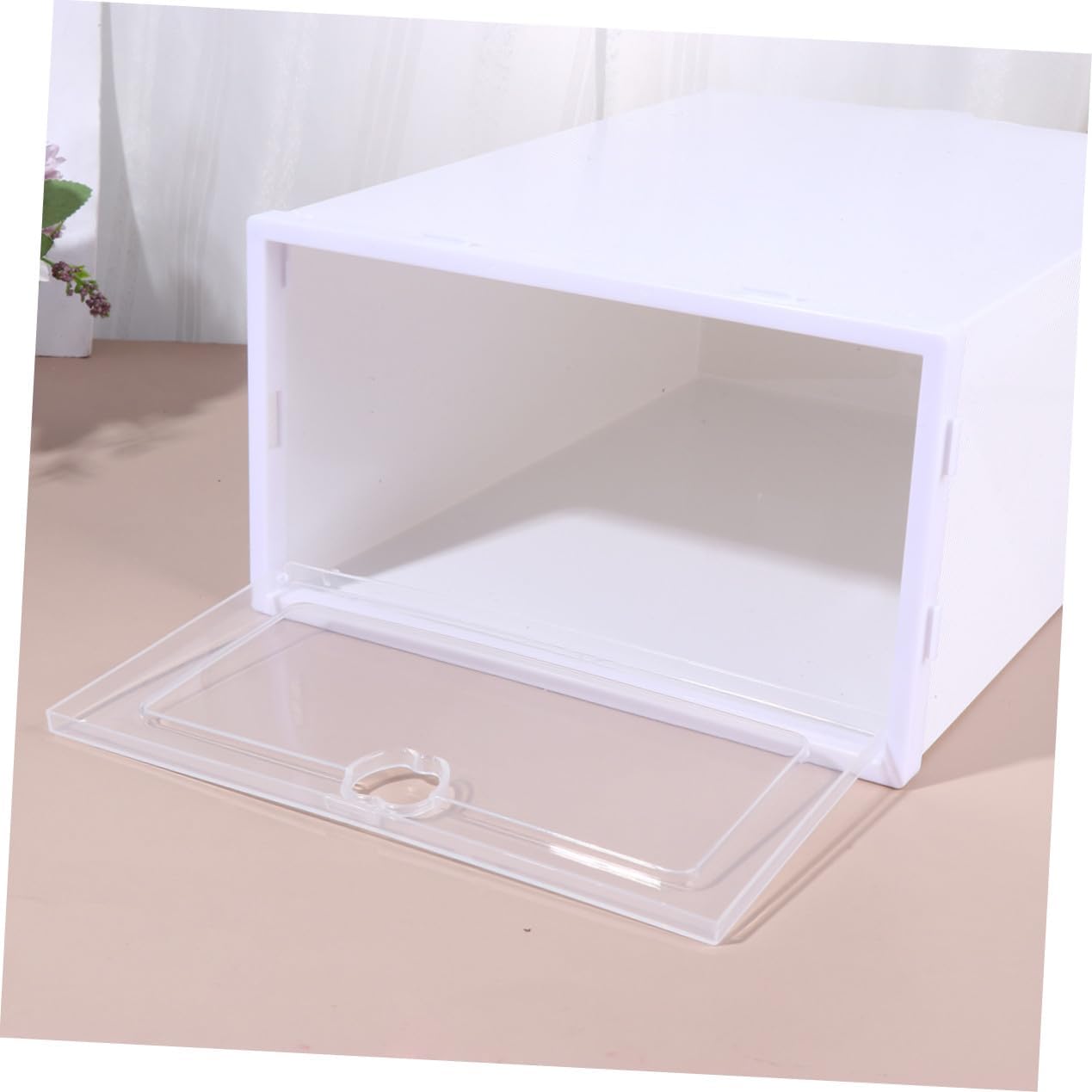 6pcs Stackable Shoe Storage Boxes with Lids Plastic Drawer Shoe Organizer Bins for Heels Sneakers Slippers and Boots Style