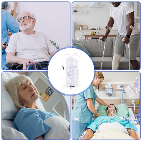 1000ml Urinbeutel Katheter Beinbeutel, 5 Stück Urinbeutel Beinbeutel, Urinsammelbeutel Drainagebeutel mit 2 Riemen, Beinbeutel, Katheterbeutel mit Ventil T-Ablass und Stoffbänder (5X1000ML)