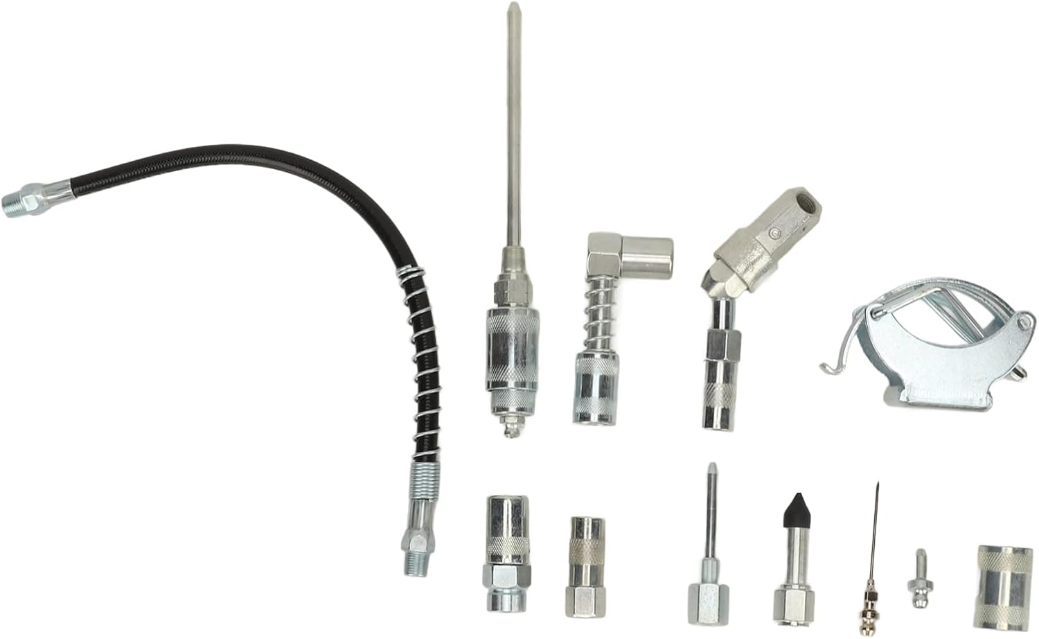 AMAKO 11 Pcs Grease Coupler Kit: for Automotive Truck Use, Includes Grease Gun Needle, 90 Degree Grease Gun Coupler, Quick Connect Coupler