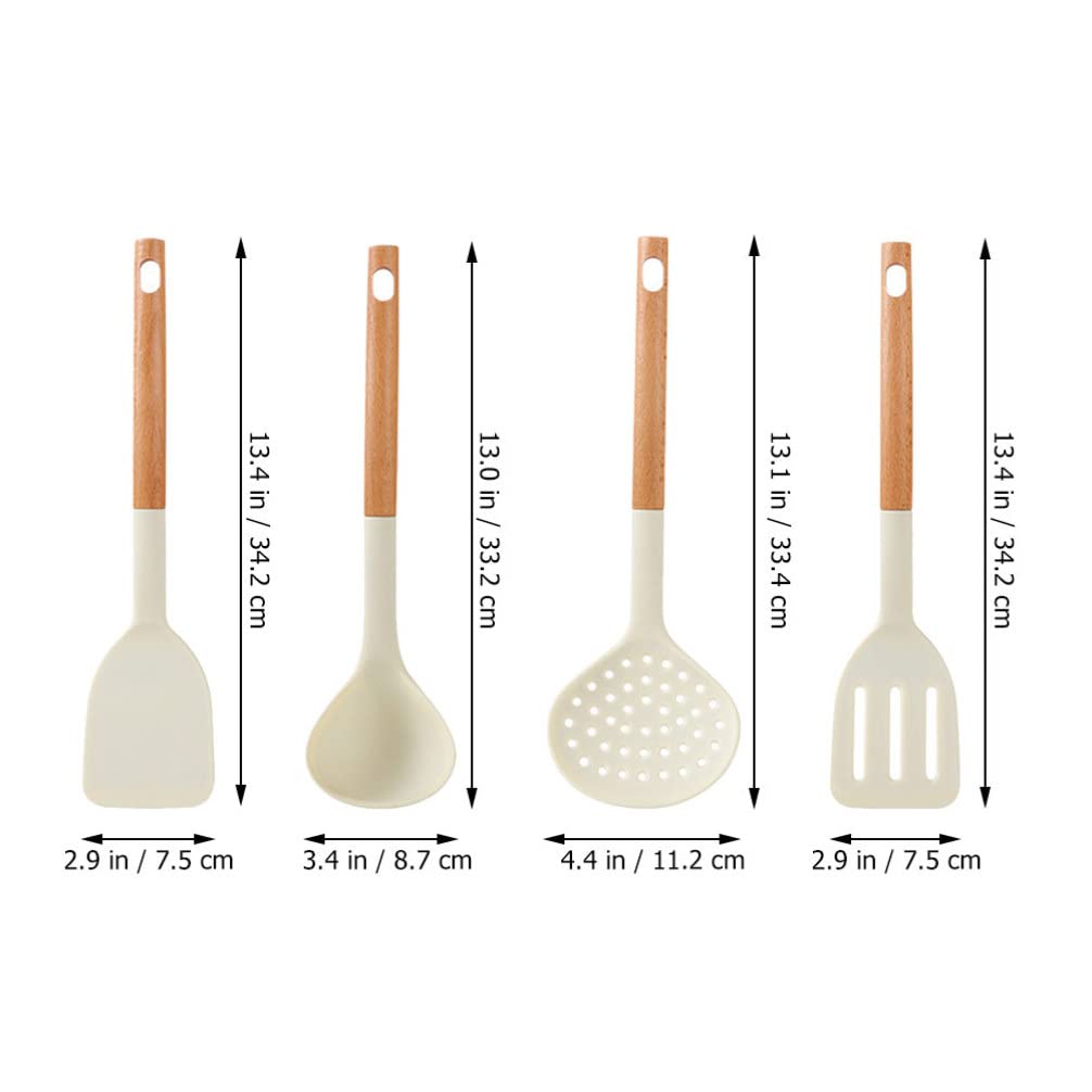 Kichvoe Spatule Silicone Antiadhésive Cuillère de Cuisine Ensemble Ustensiles pour Cuisine Système Égouttage Rangement Suspendu
