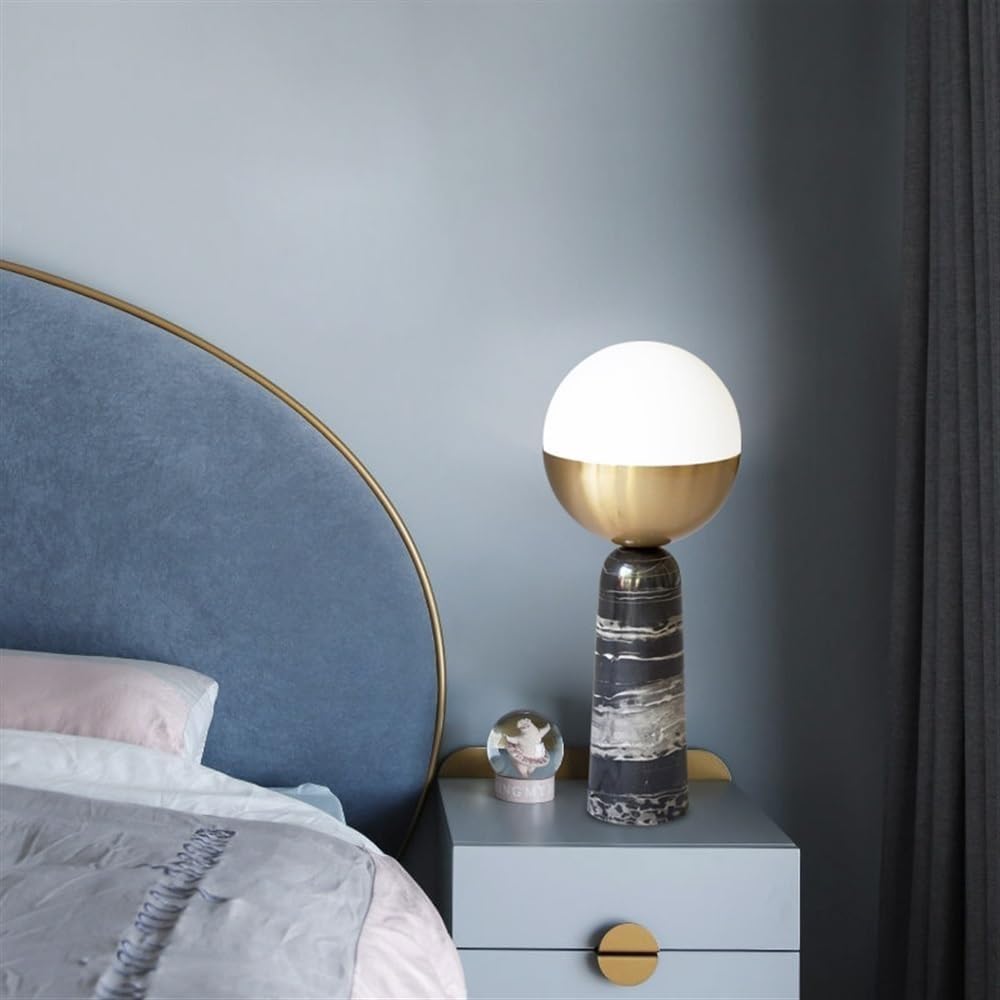 Lampada da comodino in vetro, lampade da tavolo con base in marmo, comodino studio stand luce industriale retrò arredamento comò
