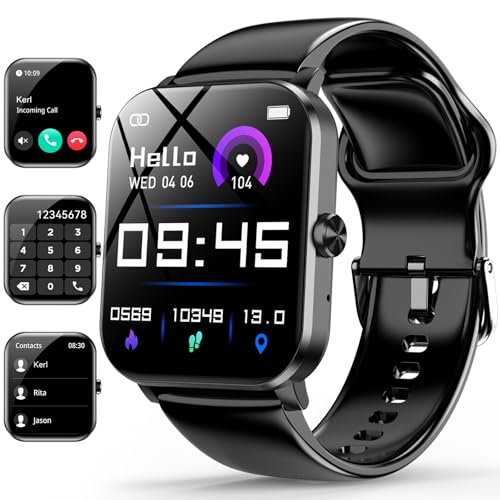 Smart Watch, 1.85″ Smartwatch for Men Women (Answer/Make Call), IP68 Waterproof Fitness Tracker, 120+ Sport Modes, Heart Rate, Sleep Monitor, Pedometer, Spo2, Activity Tracker for Android iOS (Black)