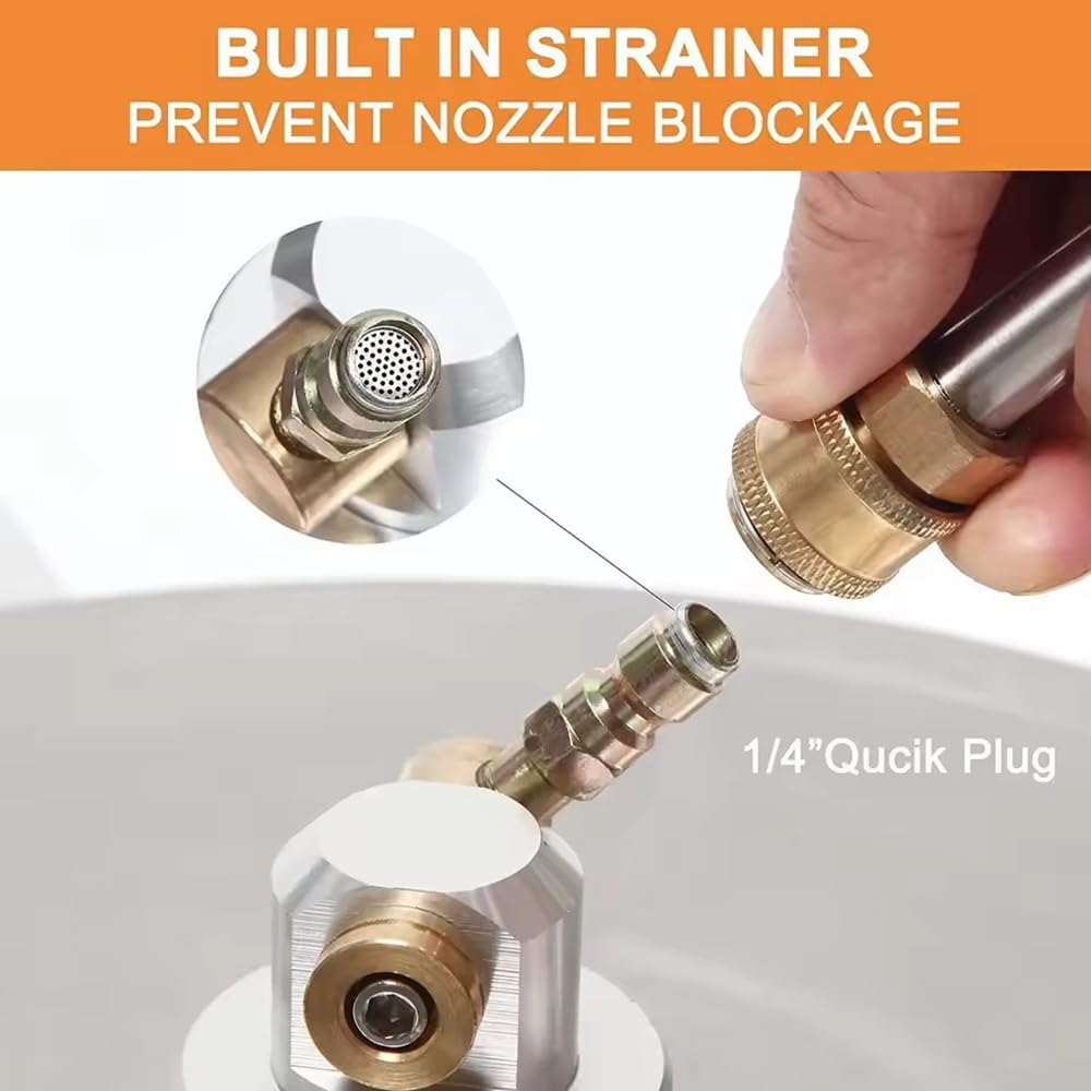 Limpia Superficies de para Hidrolimpiadora: 4 Ruedas, Doble Boquilla, 360° Giratorio | 4000 PSI | Conexión Rápida 1/4" | Acero Inoxidable para Terrazas, Entradas y Suelos (13 Pulgadas)