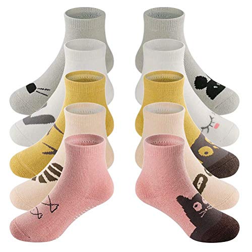 LifeWheel - Calcetines antideslizantes de rizo cálido de invierno para bebé unisex de 0 - 3 años (5 pares) multicolor multicolor M Cover