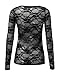 ZANZEA Women's Lace Crew Neck Transparent Mesh Long Sleeve Tops Shirt Blouse Black US 8