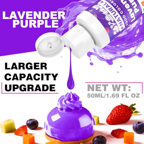 Image of Lavender Purple Natural Food Coloring - 50ml Plant Based Food Dye, No FD&C & Artificial Dyes, Gluten-Free, Food-Grade, Vibrant Liquid Colors for Icing, Baking, Cake Decorating, Frosting, Fondant, Slime - 1.69 Fl.Oz Bottles