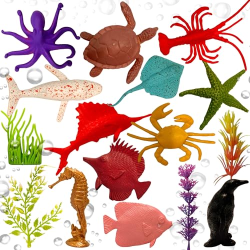 Image of Realistic Underwater SEA Animal Toys for Kids 3+| Realistic Figurine 17PCS Ocean Water Animal Creatures Action Figures for Boys and Girls Birthday Gift for Children Education | Decoration Item