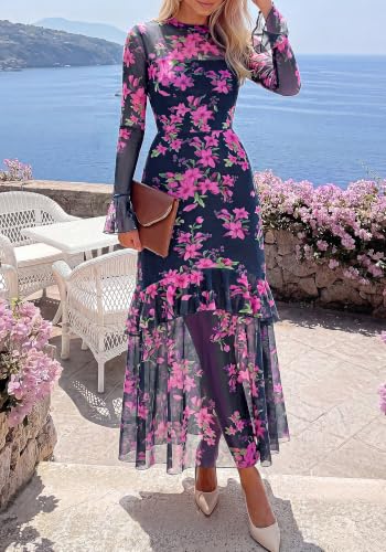 Image of BTFBM Elegant Wedding Guest Dress Long Sleeve Maxi Dresses for Women