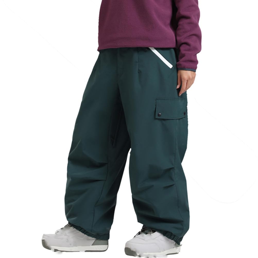 Dark Green,S, Pantaloni da Snowboard da Uomo e da Donna, Super Larghi da Sci e da Neve Impermeabili, Antivento Caldi Isolati Pantaloni da Neve Invernali Unisex