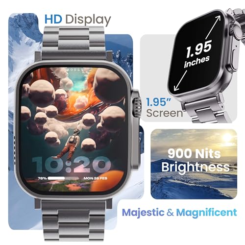 Image of Boult Crown Smart Watch 1.95'' Display, Bluetooth Calling, Working Crown, Zinc Alloy Frame, 900 Nits Brightness, AI Voice Assistant, SpO2 Monitoring, 100+ Sports Mode (Silver)