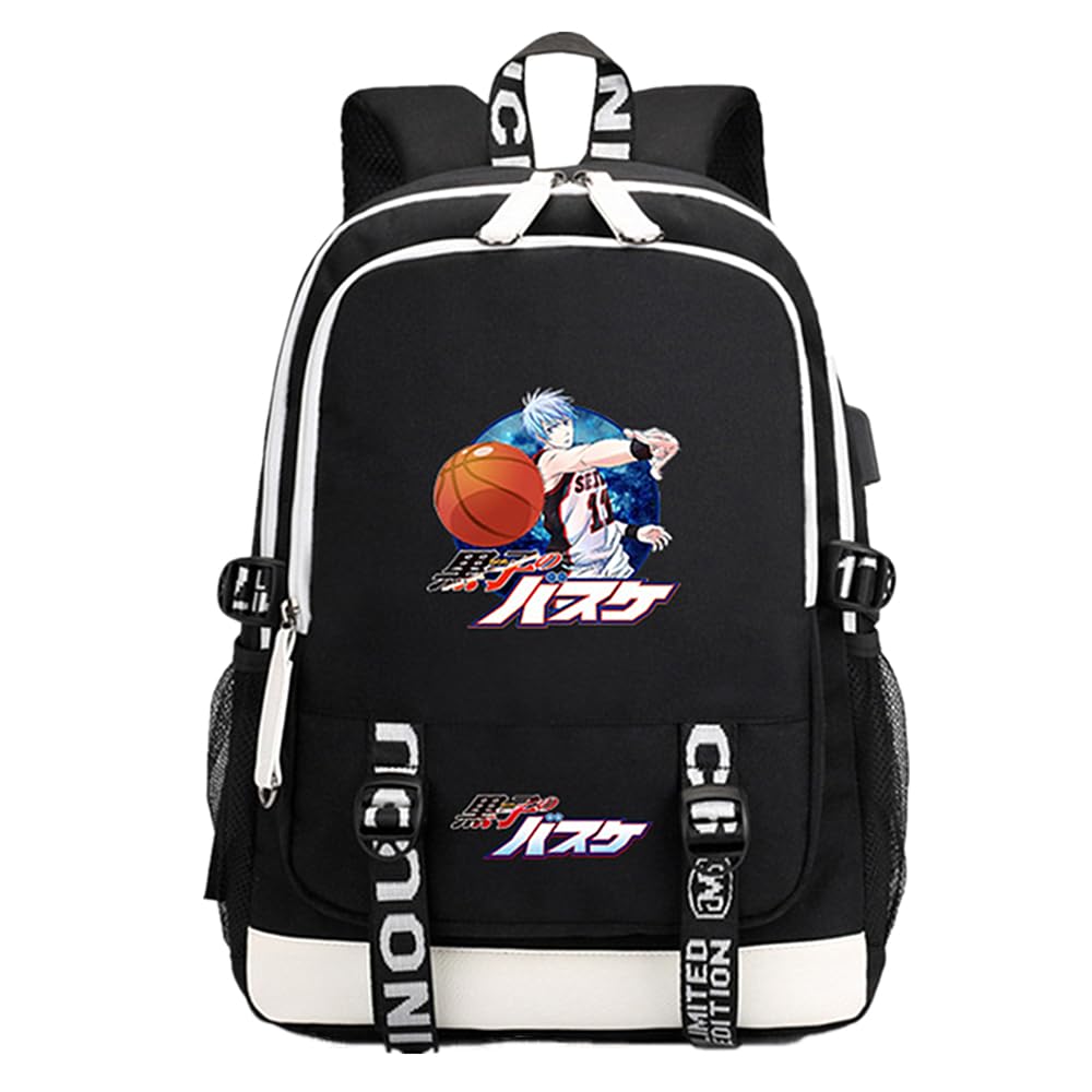 Charous Anime Manga Kuroko's Basketball Black Oxford Cloth Backpack School College Bag for Kuroko Tetsuya Fan Cosplay Gift