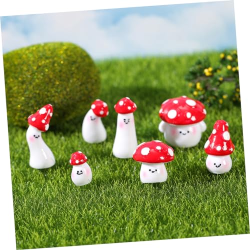 Champignons miniatures en résine x7 pour déco de bonsaï - 5