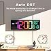 JALL 15.98 inch Large Digital Wall Clock, RGB Lights with Remote Control, Dual Alarms with Big LED Display, Auto DST, C° / F° Temperature for Classroom, Birthday Gift, Senior