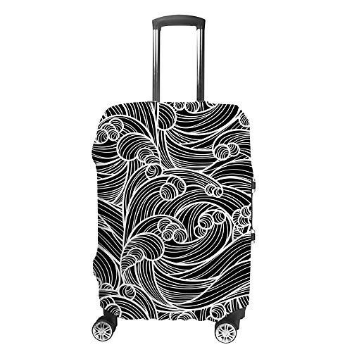 Housse de protection pour valise vagues de mer noire pour voyager sereinement à l'aéroport