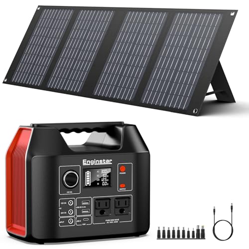 Estación de energía portátil EnginStar 300W 296Wh con panel solar de 40W y salida 110V miniatura 1