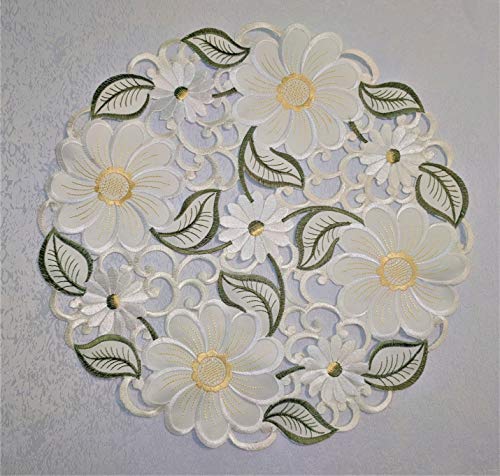 Doily Boutique Place Mat Or Doily With Large Yellow Daisy Flowers, Size 15 Inches #TOP2