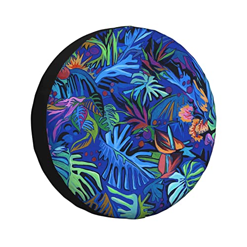 Palm Tree Spare Tire Cover Wheel Protectors Universal Dust-Proof Waterproof Fit for Trailer Rv SUV Truck Camper Travel Trailer 14 inch