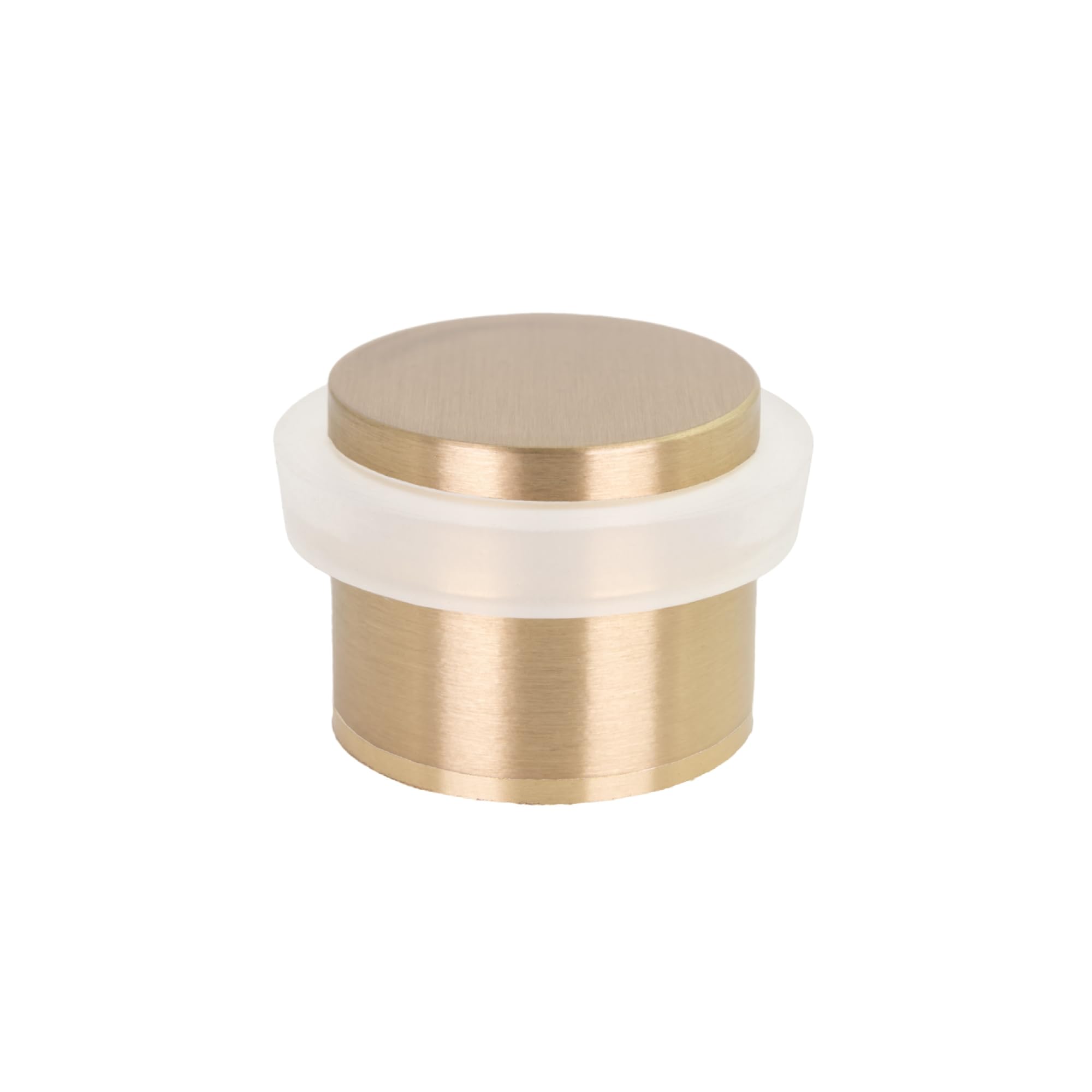 EVI Herrajes | Adhesive Door Stop with Threaded Base | Ø24x21mm | Solid Brass Matte Finish | White Rubber | Includes Screw | I-191/24-BDUAL-MT