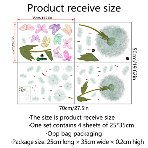 Dandelion Wall Decals With Colorful Butterflies Wall Decor Stickers, Removable Pvc Wall Art Flowers Stickers, Add Color For Nursery Bedroom Living Room Tv Wall Hallway Décor #TOP5