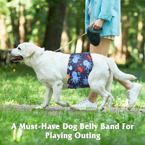 Image of 5 Pack Dog Diapers Male Reusable, Premium Belly Bands for Male Dogs, High Absorbing Male Dog Pee Wraps for Doggie in Incontinence or Excitable Urination and Training,Rabbit,XXL