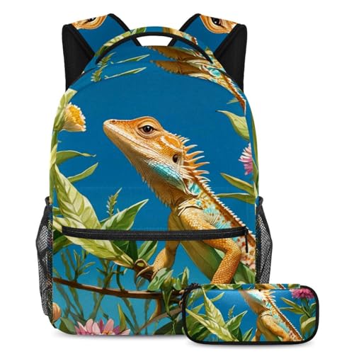Sac à livres lézard et fleur pour ados lassés des cartables tristes