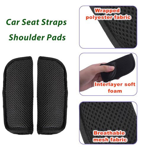 Image of 2 Pack Seat Straps Shoulder Pads,Pushchair Strap Shoulder Covers,Soft Seat Strap Pads for Pushchair, Stroller,High Chair(Black)