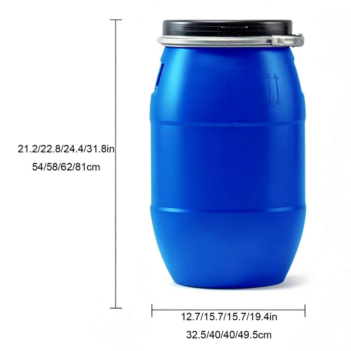 Bidone in Plastica Blu con Coperchio Ermetico, Fusto di Stoccaggio ad Alta Capacità con Anello di Bloccaggio, Contenitore per Acqua, Trasporto, Raccolta Acqua Piovana e Deposito 60L