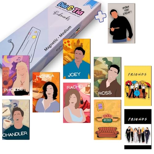 Image of Dia & Tia - Elegant & Durable Friends TV Show Themed Magnetic Bookmarks Set - Best Gift for Book Lovers, Students (Friends TV Show, Medium - 3.5x11 cm)